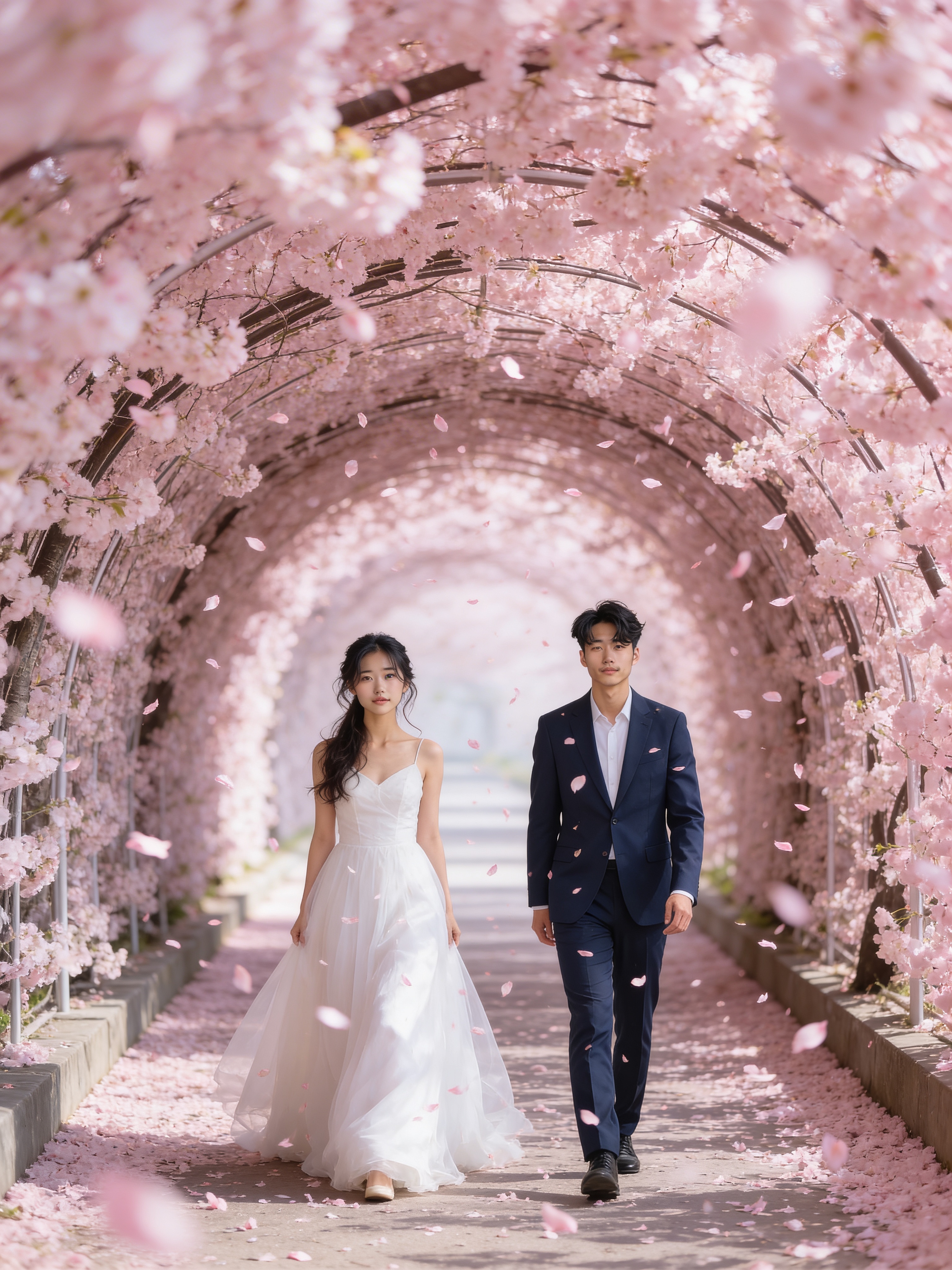 Cherry Blossom Path - Outdoor Wedding Photos
