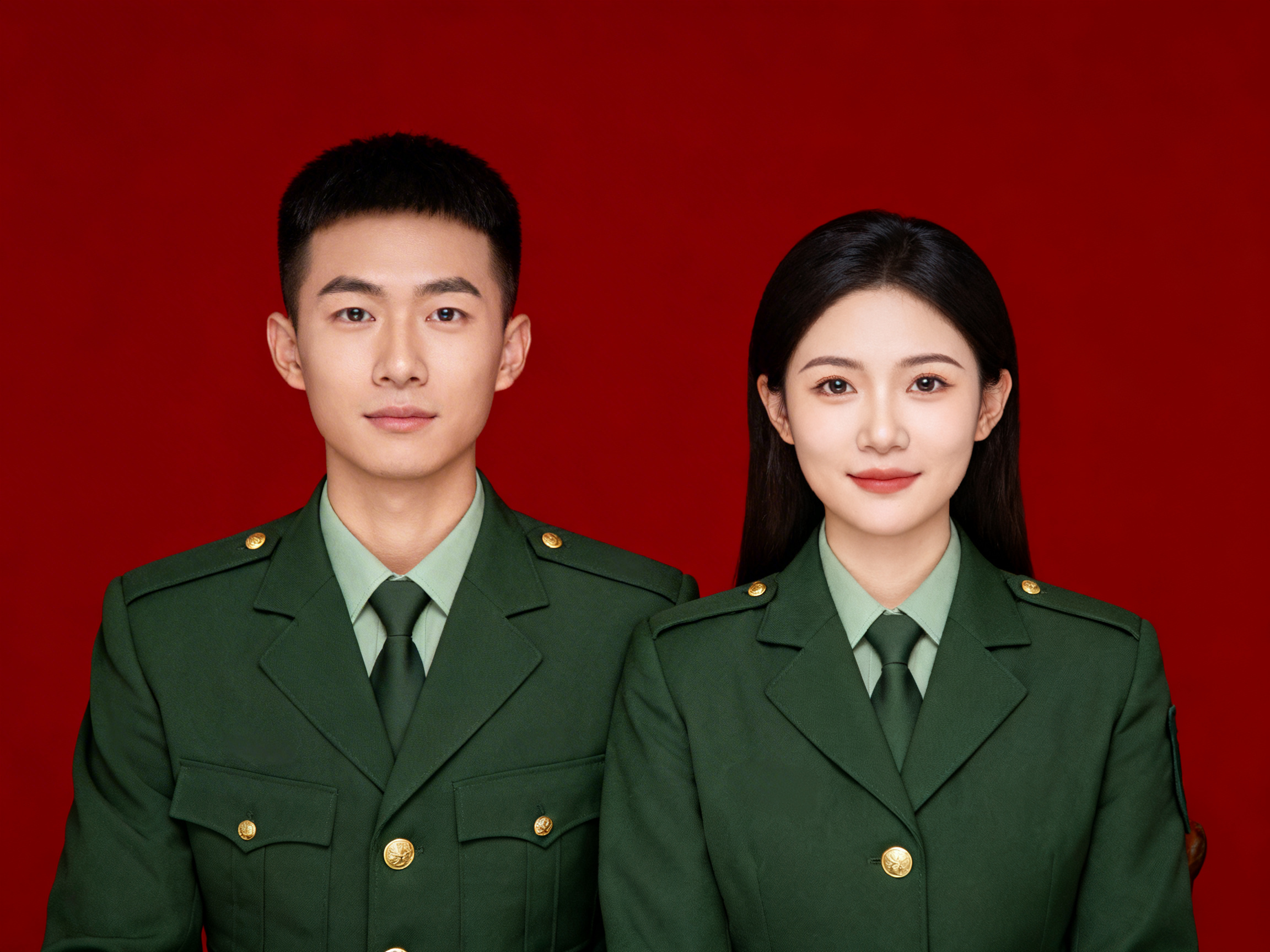 Red Bg - Military Uniform - Marriage Registration Photo