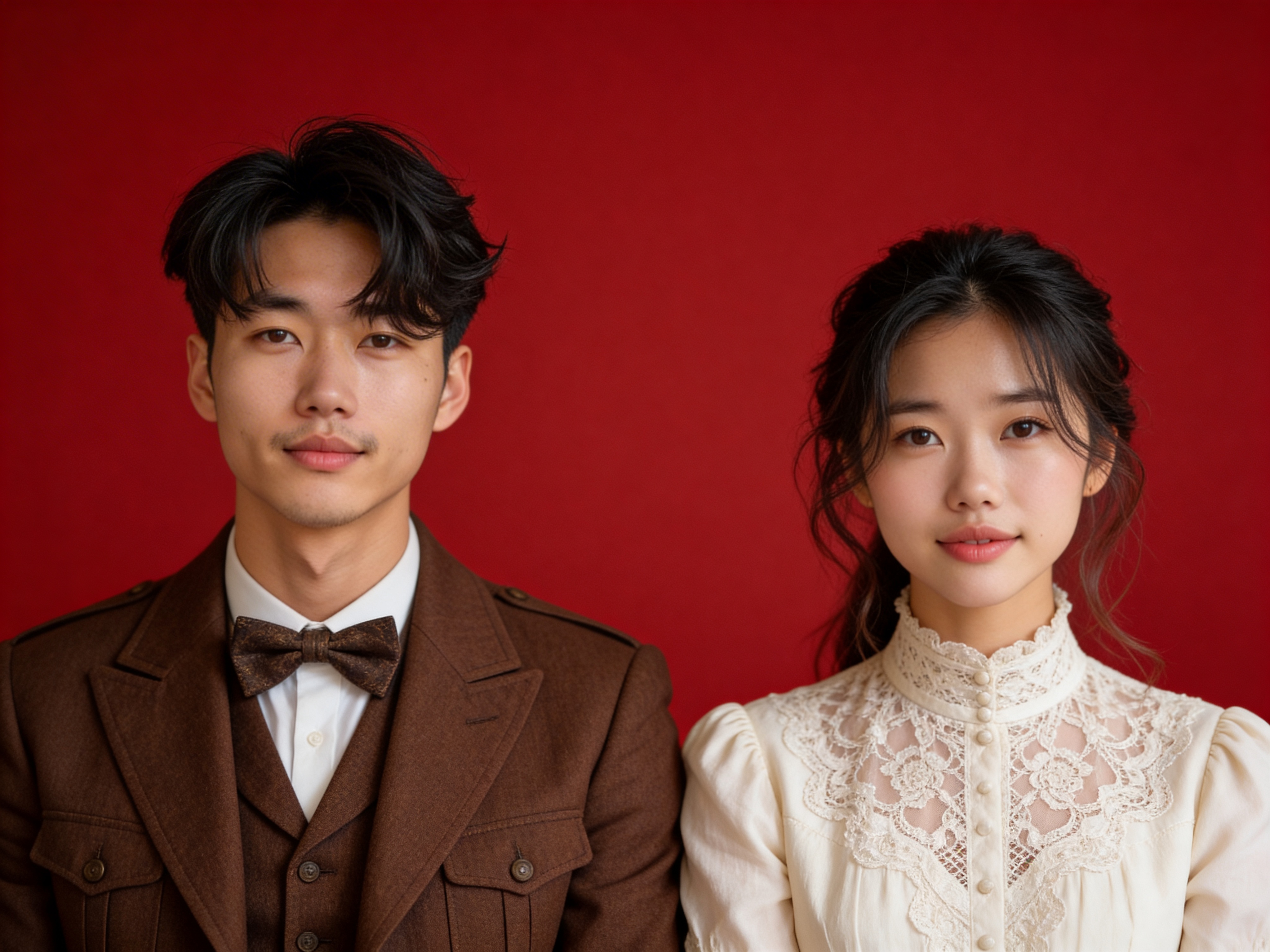 Red Bg - Vintage Suit - Marriage Registration Photo