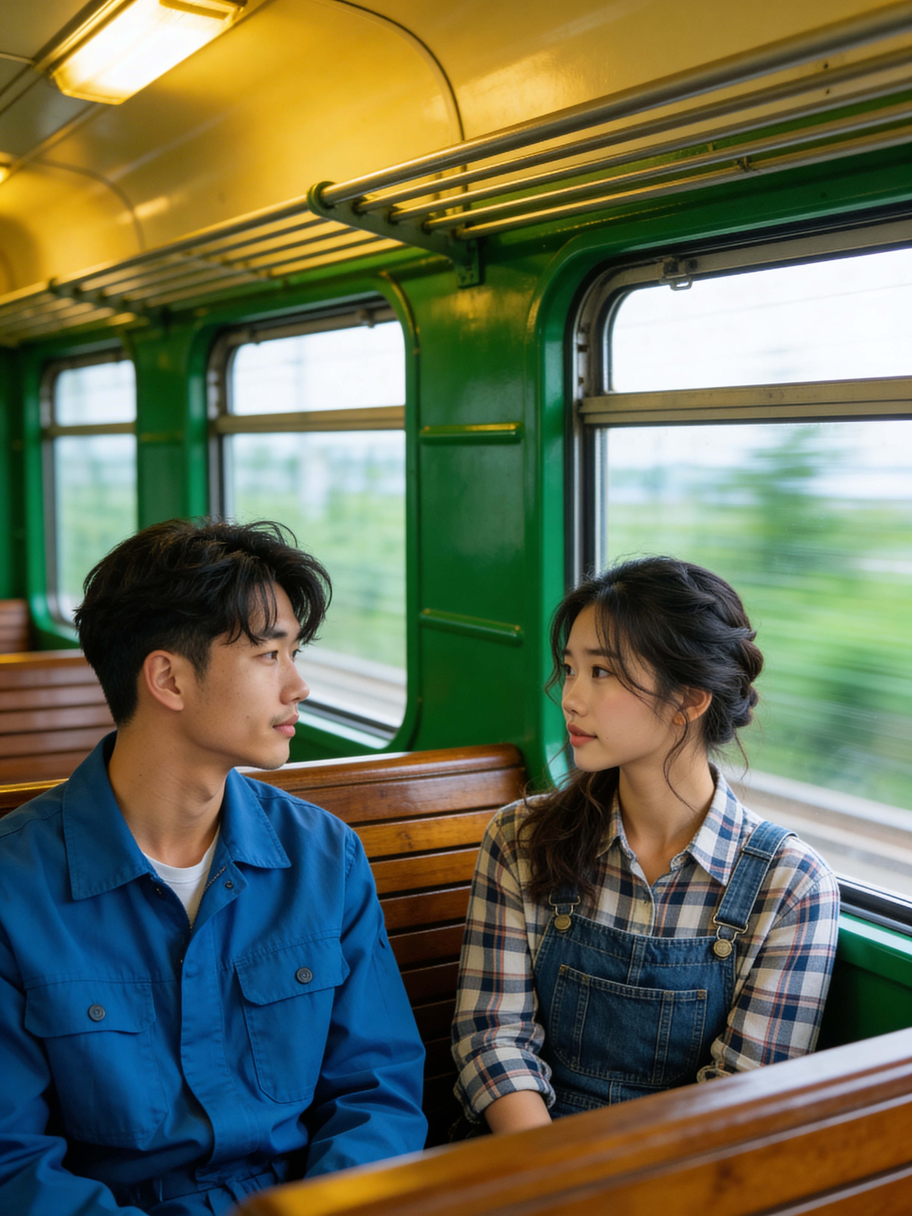 Green Train Carriage - Vintage Film