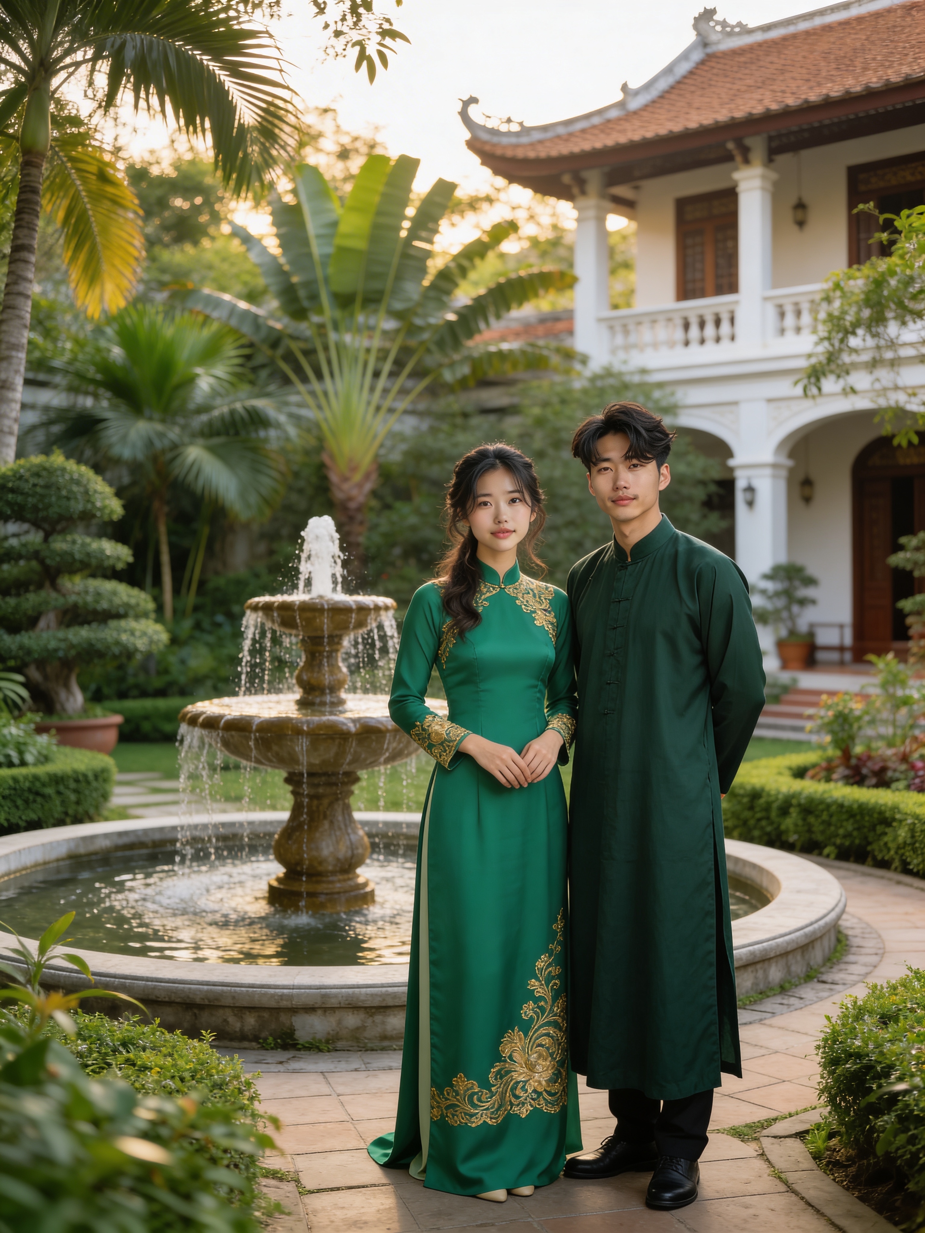 Áo dài xanh ngọc - Đám cưới truyền thống
