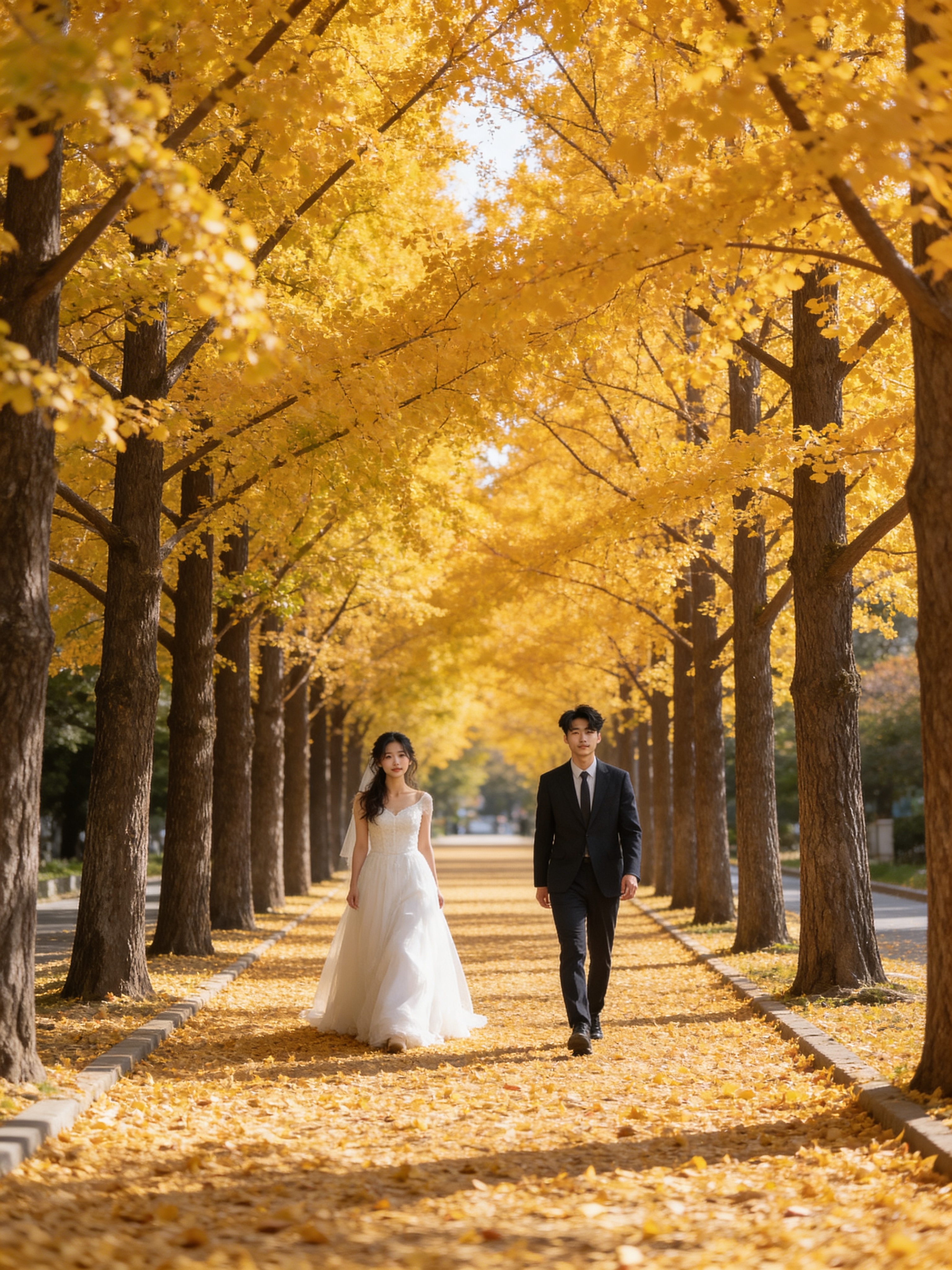 Ginkgo Boulevard - Outdoor Wedding Photos