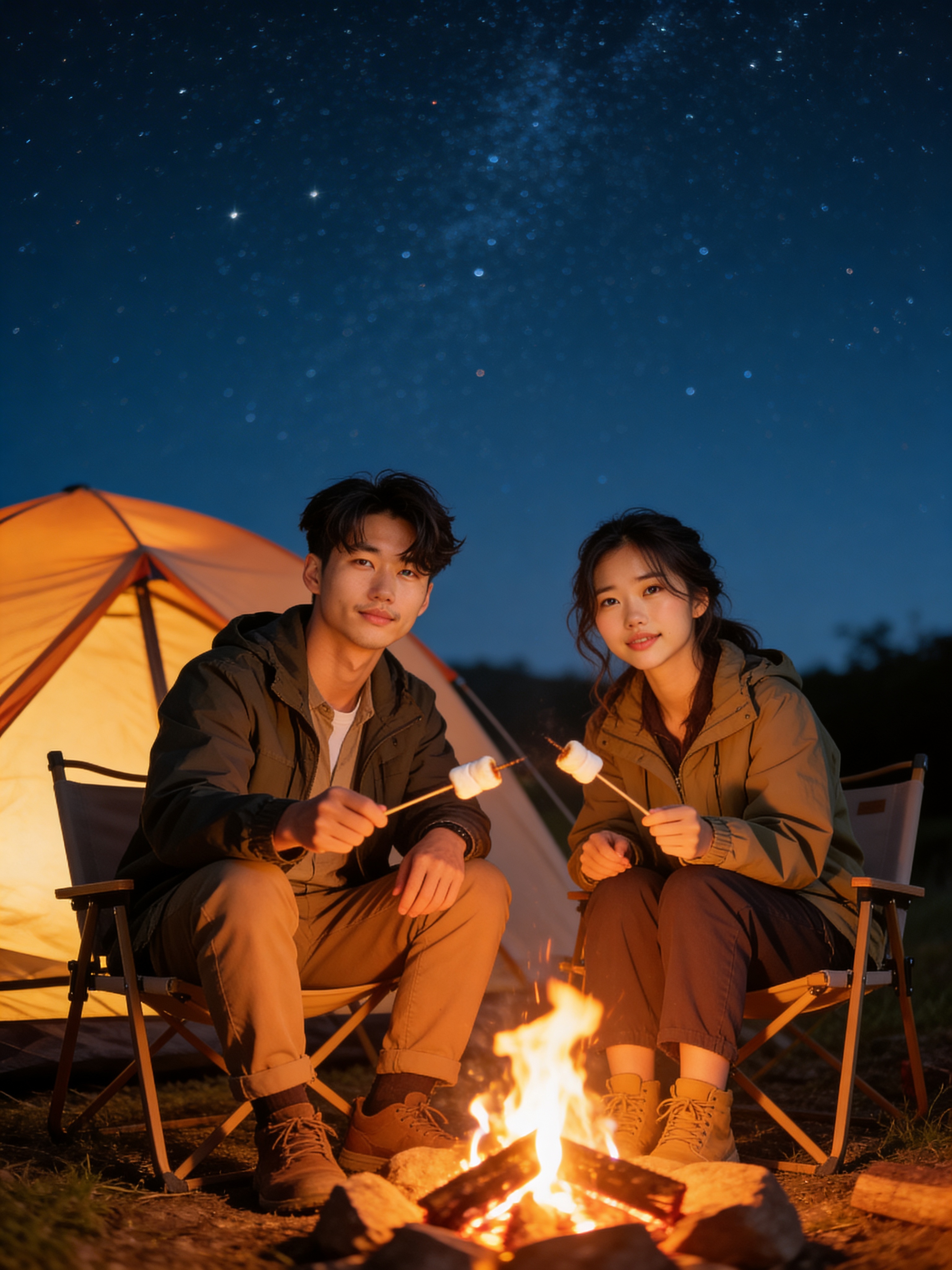 Camping Under Stars - Couple Daily Life