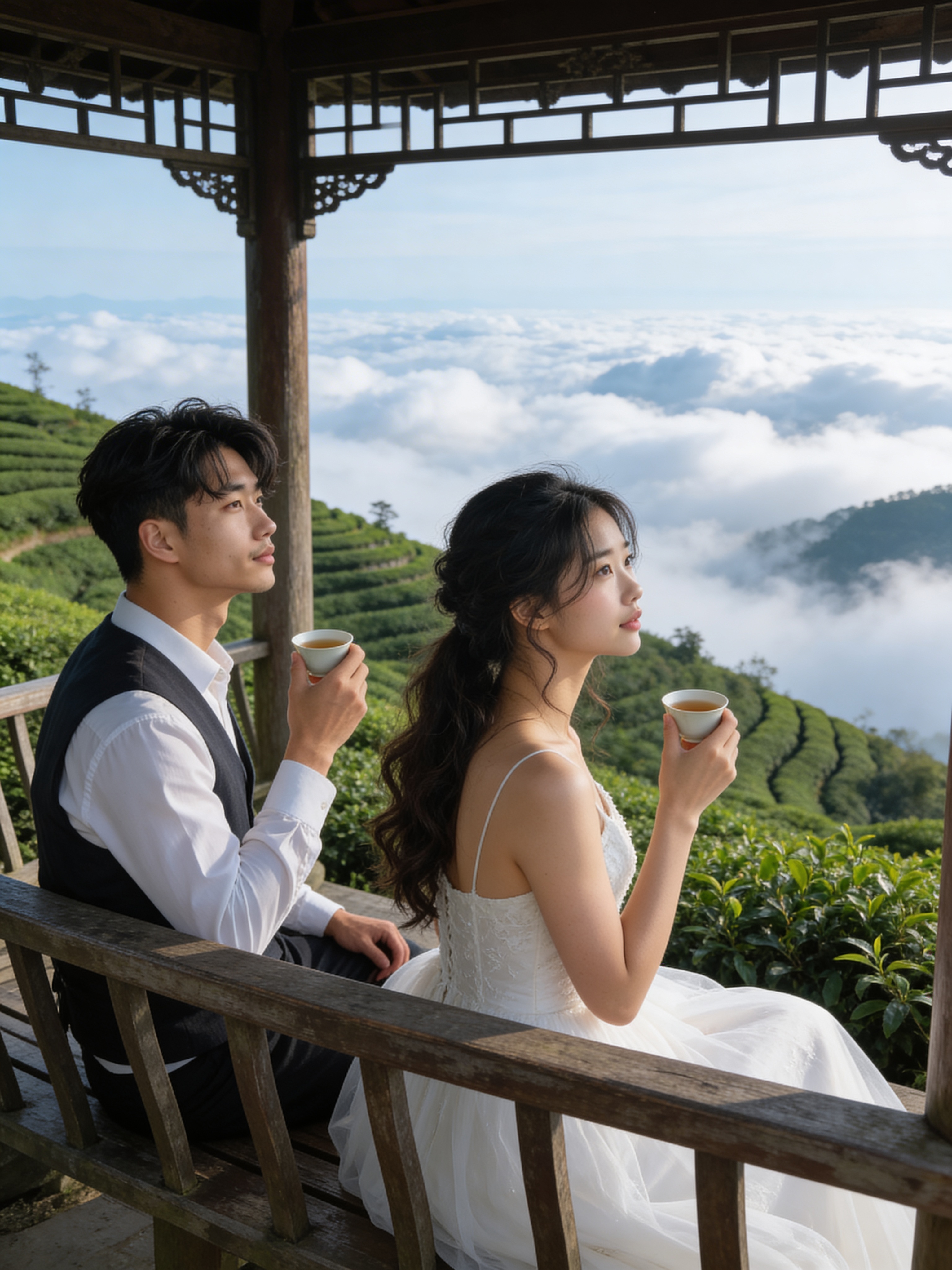 Tea Mountain Clouds - Outdoor Wedding Photos