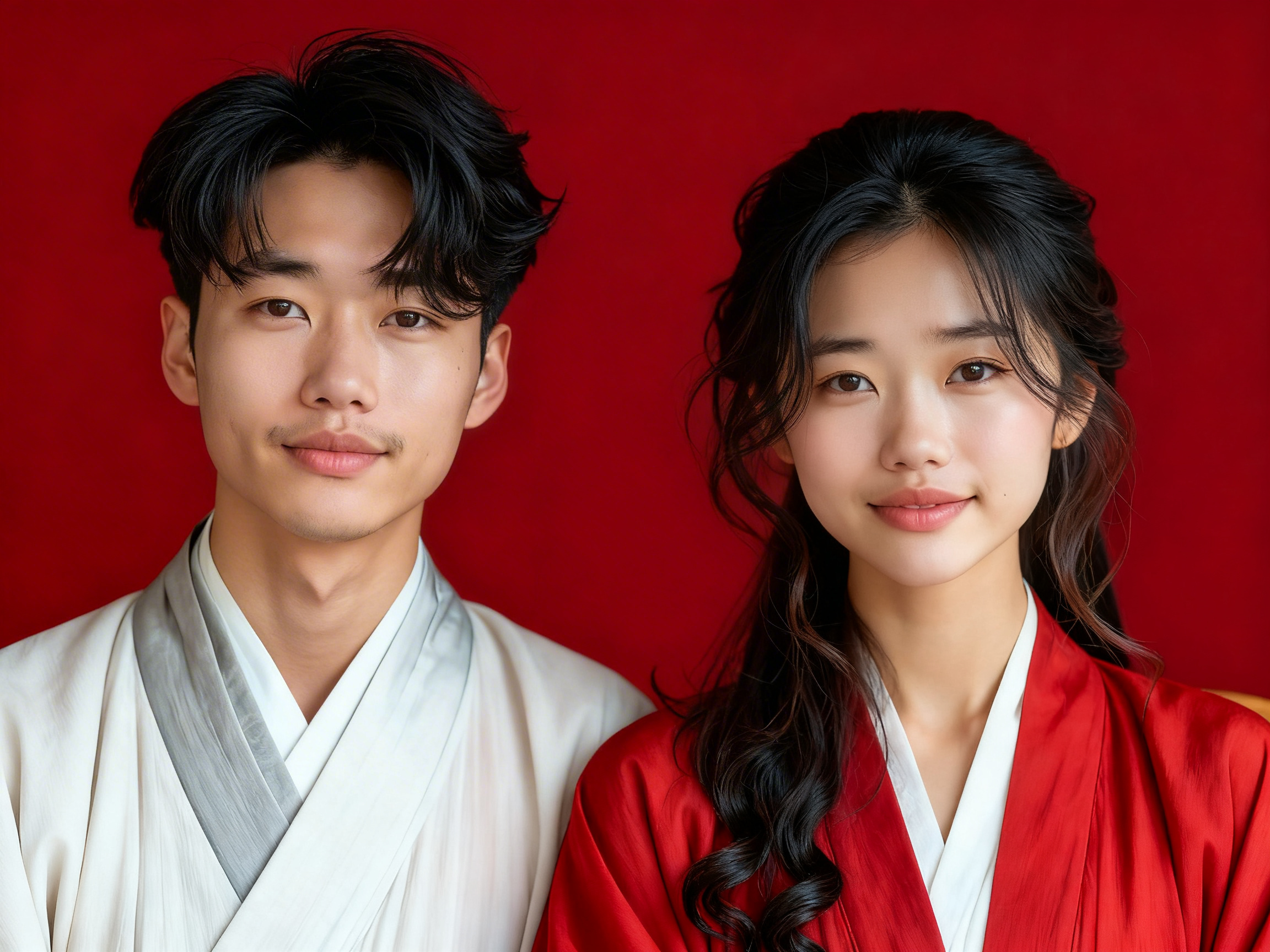 Red Bg - Hanfu - Marriage Registration Photo