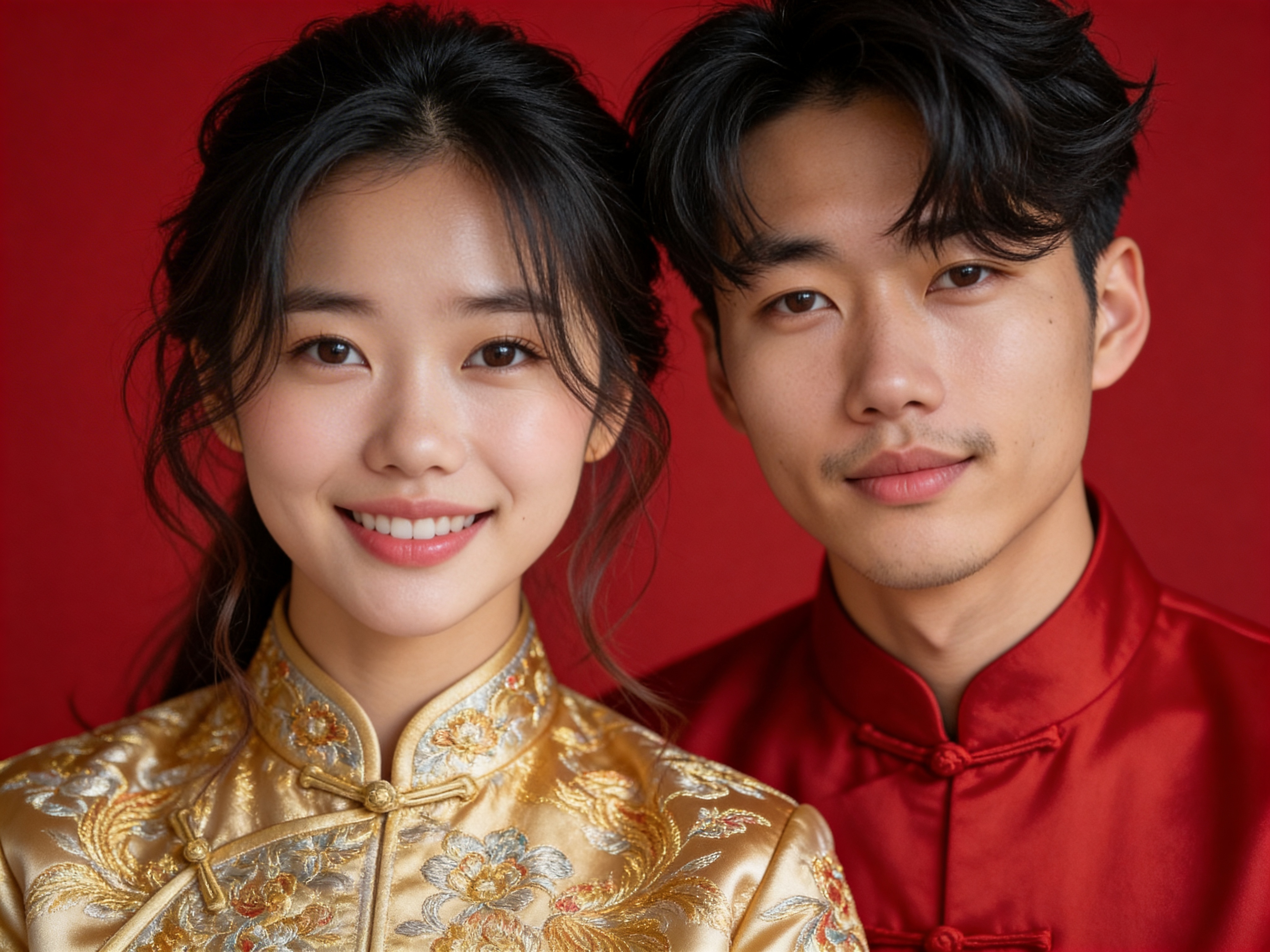 Red Bg - Tang Suit - Marriage Registration Photo