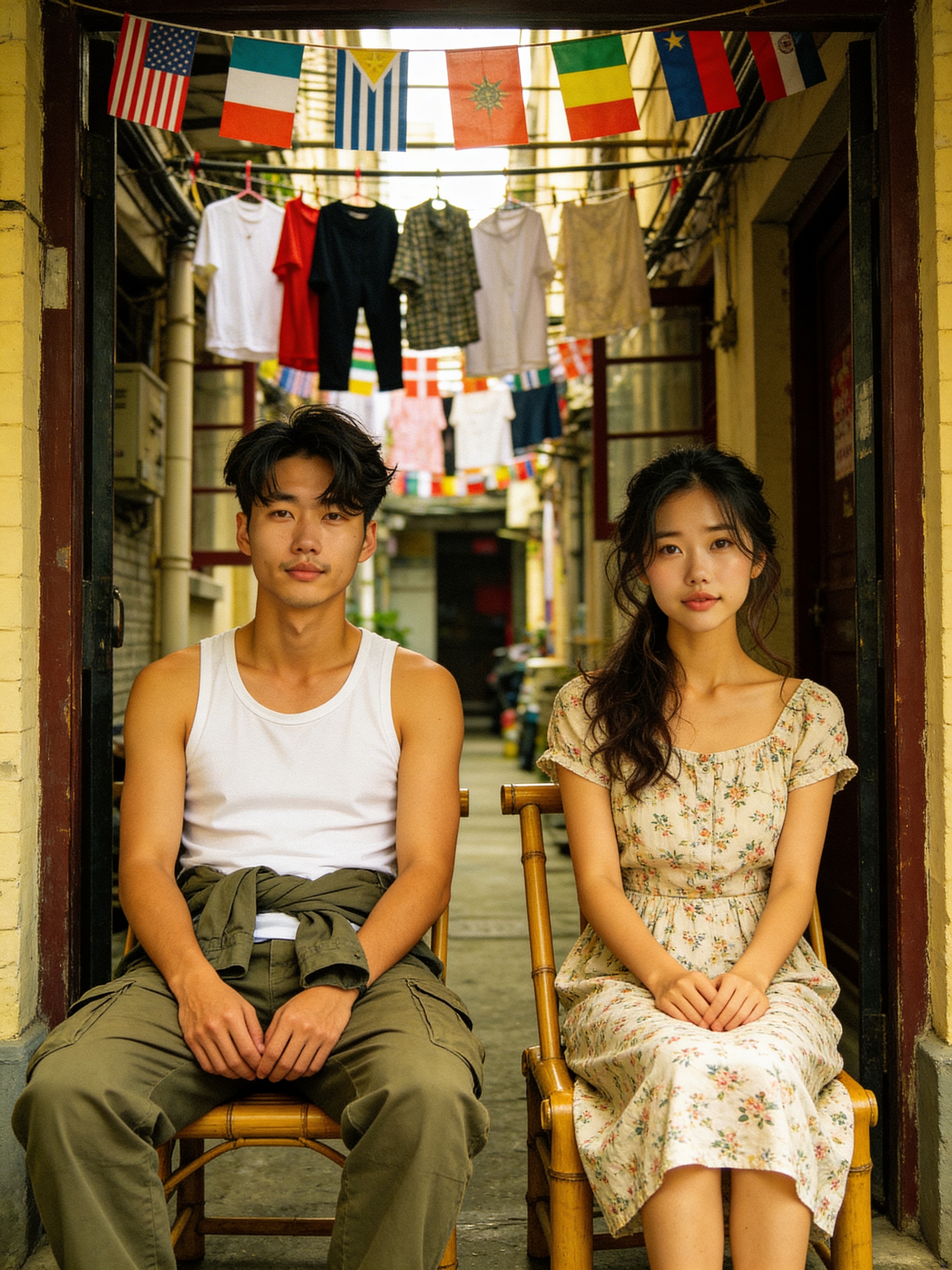 Alley Laundry Line - Vintage Film