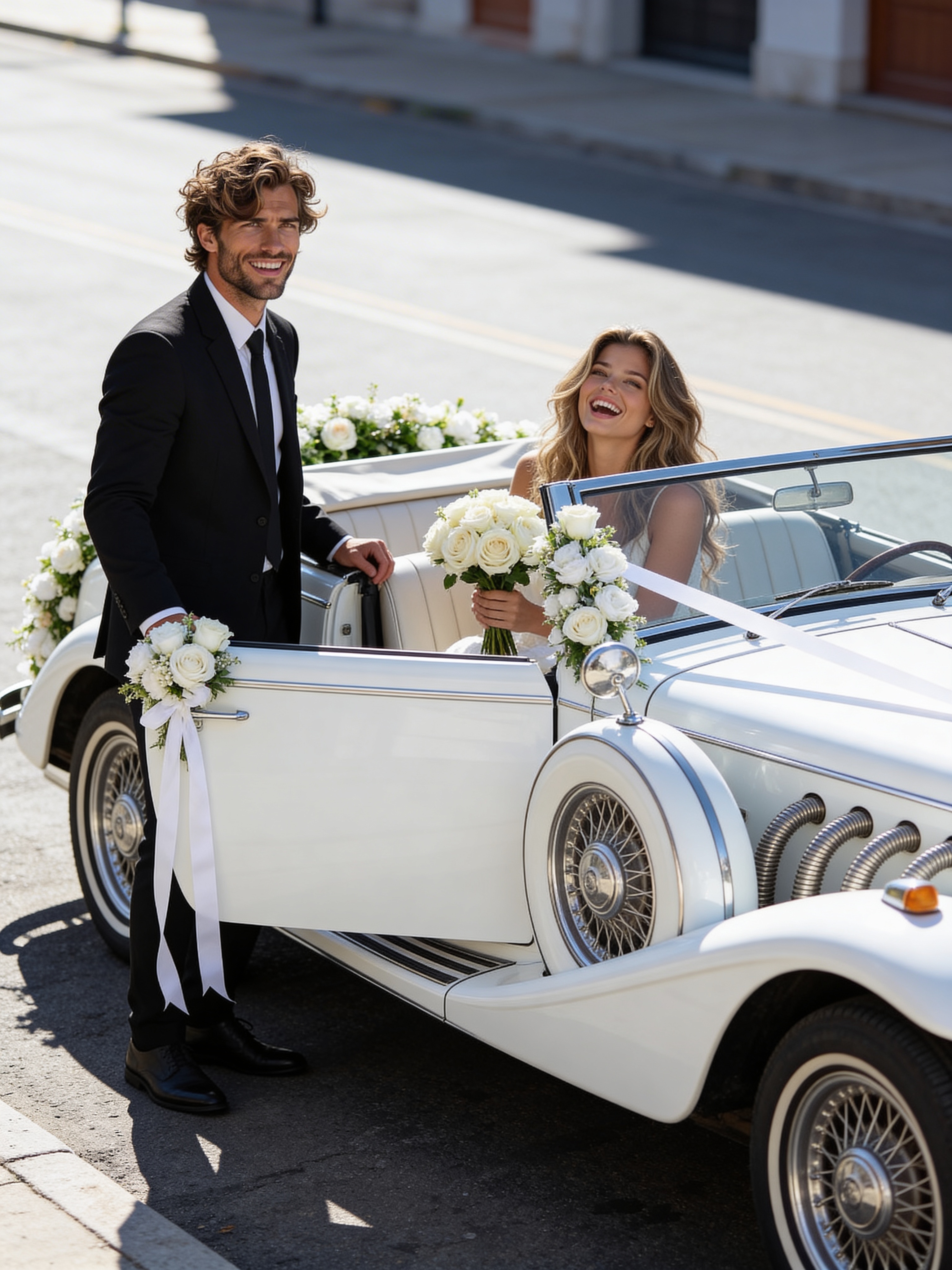 Classic Car Exit - Classic Wedding