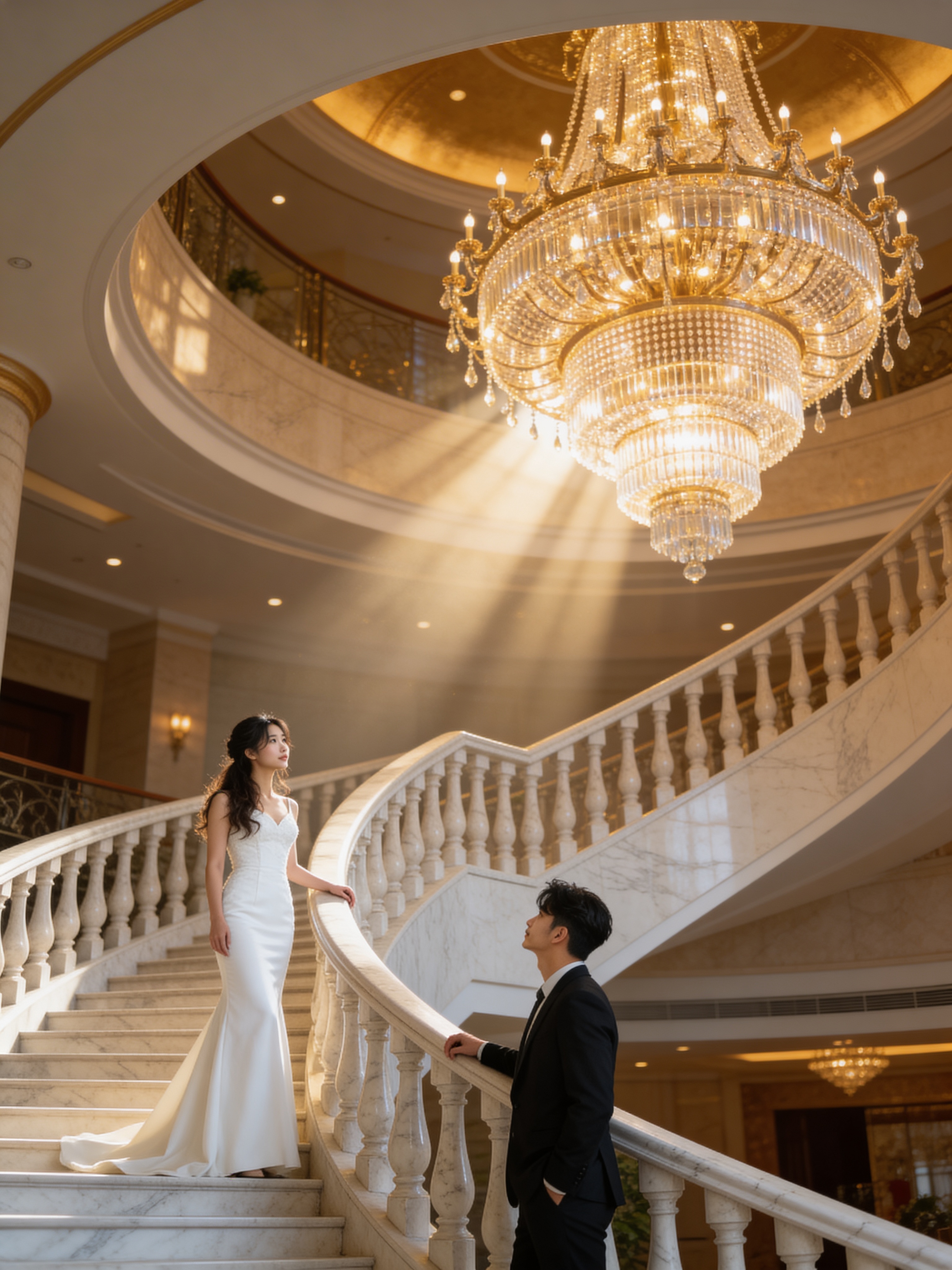 Hotel Grand Staircase - Indoor Wedding Photos