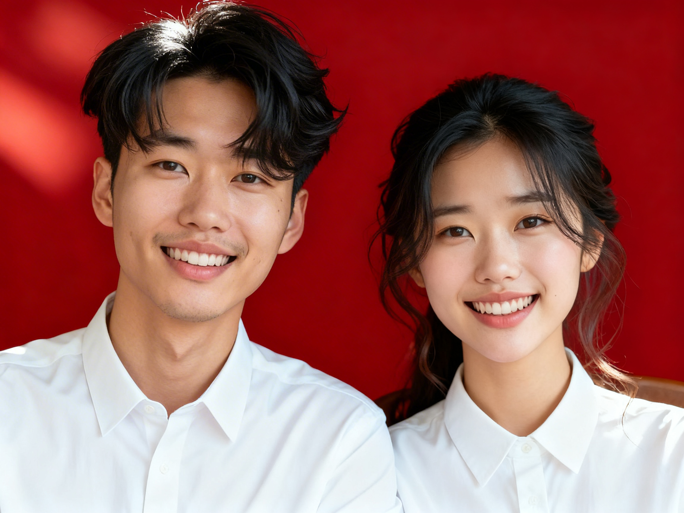 Red Bg - Warm Smiles - Marriage Registration Photo